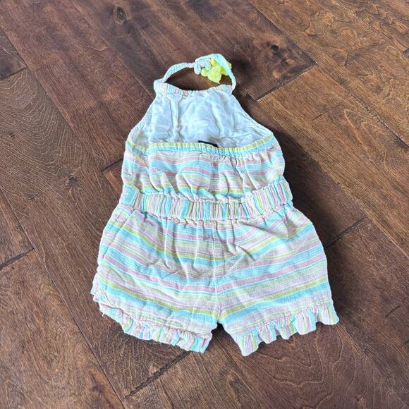 Cynthia Rowley Girls 18 Month Summer Romper Outfit Halter Pastel Striped - Picture 7 of 7